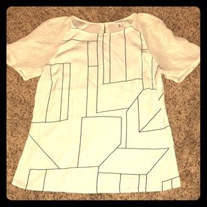 White and black dressy top with cute sleeves!